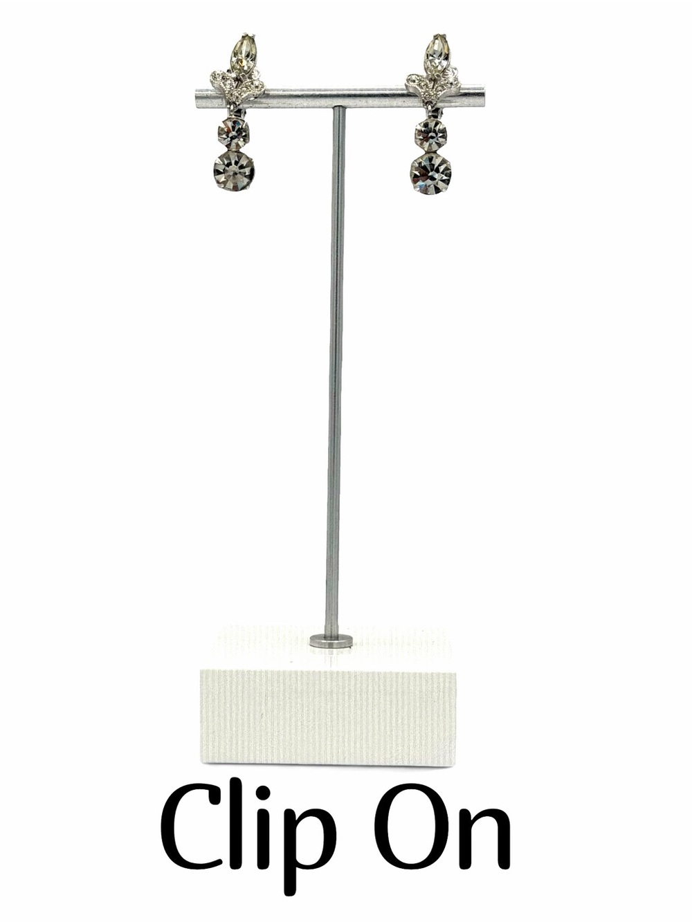 Vintage Eisenberg Mid-Century Icy Crystal Drop Clip On Earrings Woman’s Jewelry